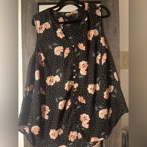 torrid Black Floral Button-Front Sleeveless Harper Blouse